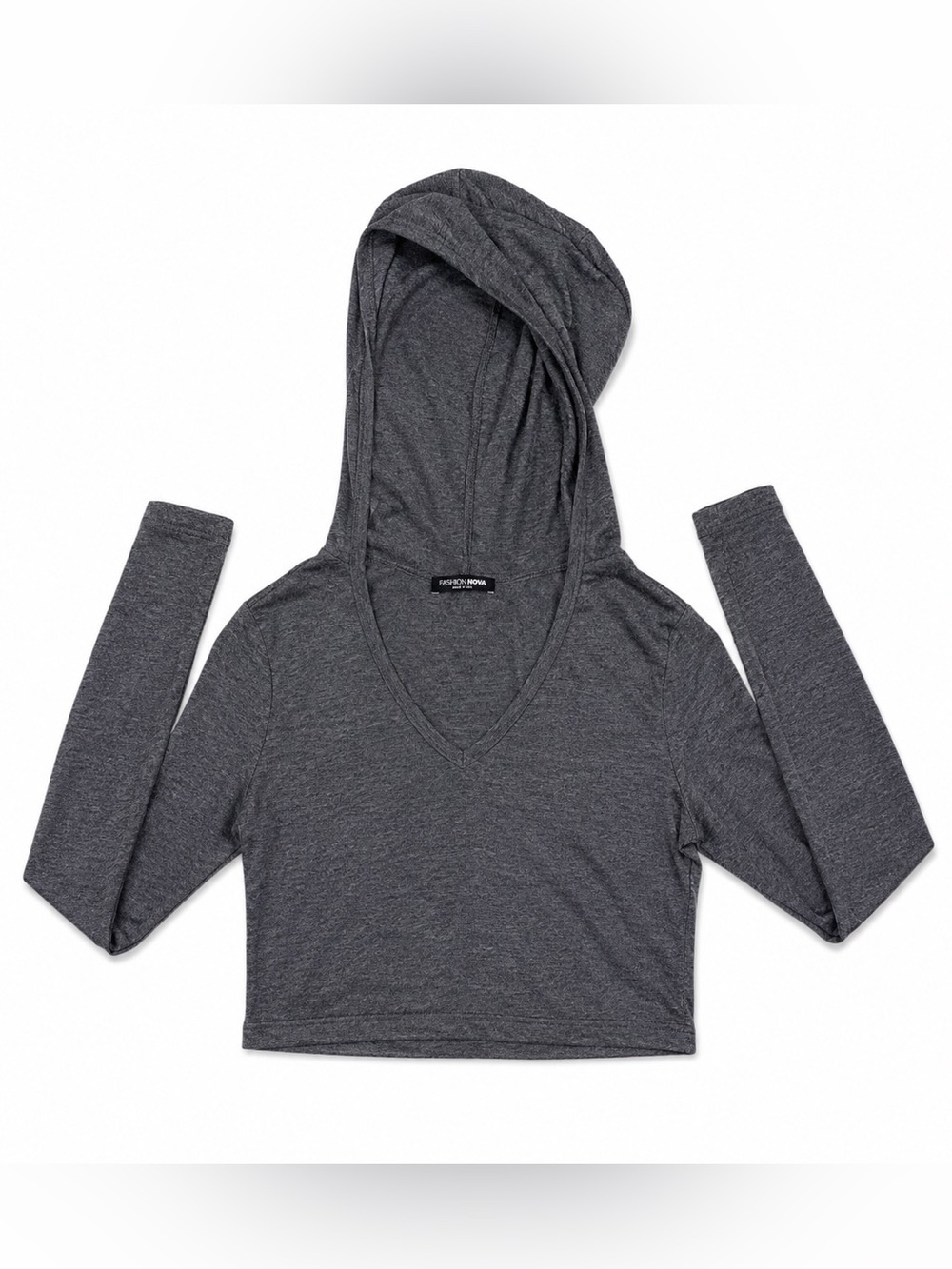 DARK GRAY FASHION NOVA CROPPED HOODIE